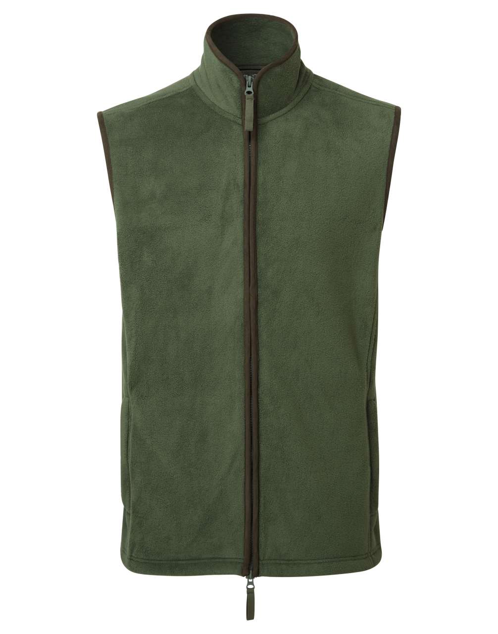 MEN'S 'ARTISAN' FLEECE GILET - Moss Green/Brown - colorimageurl