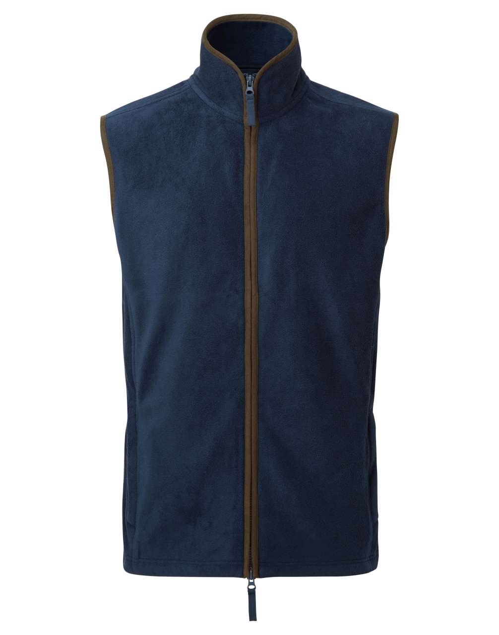 MEN'S 'ARTISAN' FLEECE GILET - Navy/Brown - colorimageurl