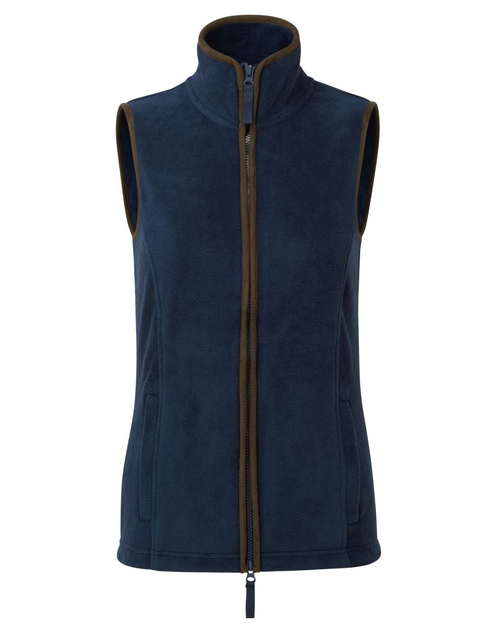 WOMEN'S 'ARTISAN' FLEECE GILET - Navy/Brown - colorimageurl