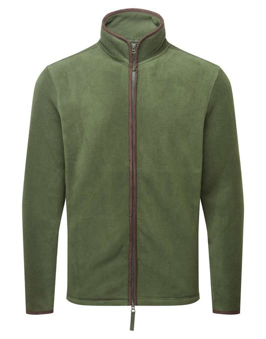 MEN'S 'ARTISAN' FLEECE JACKET - Moss Green/Brown - colorimageurl