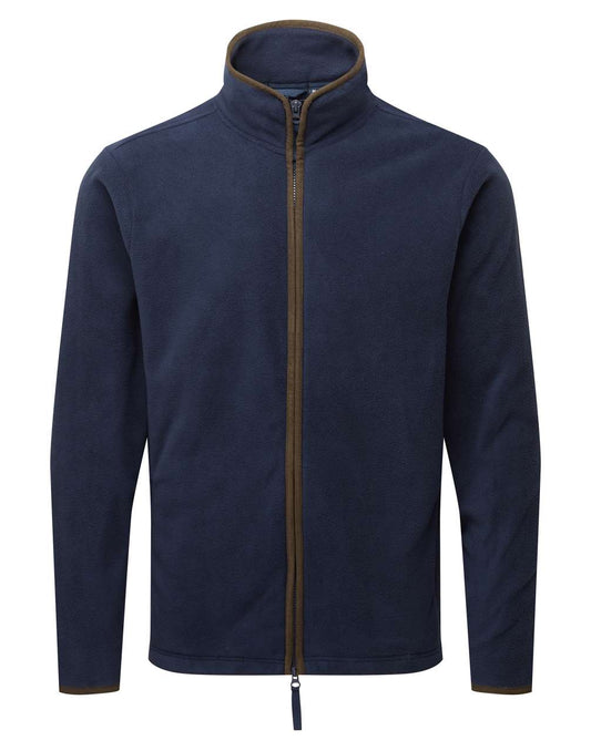 MEN'S 'ARTISAN' FLEECE JACKET - Navy/Brown - colorimageurl
