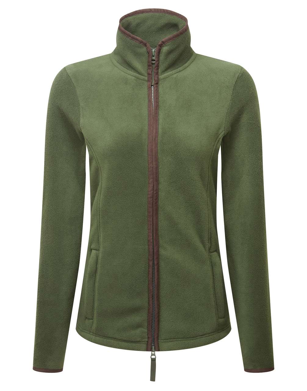 WOMEN'S 'ARTISAN' FLEECE JACKET - Moss Green/Brown - colorimageurl