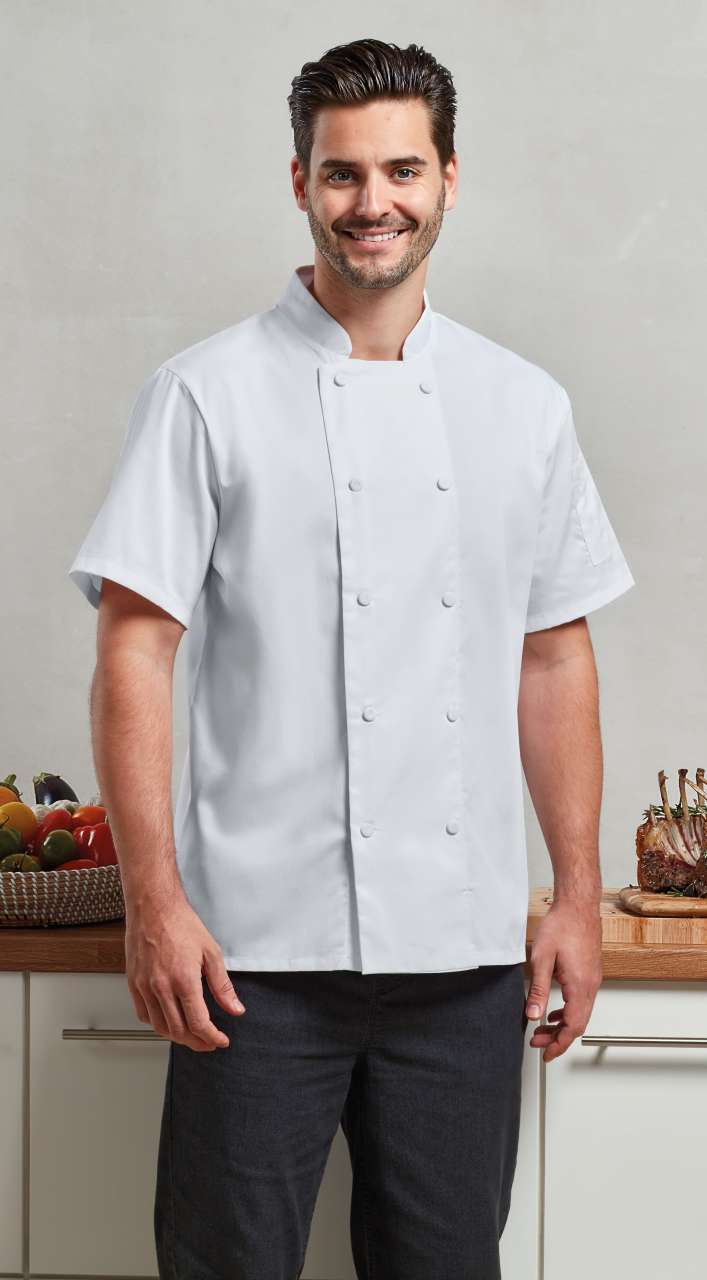 CHEF'S COOLCHECKER® SHORT SLEEVE JACKET - Black - modelimageurl