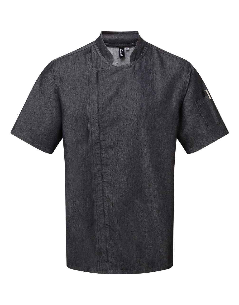 CHEF'S ZIP-CLOSE SHORT SLEEVE JACKET - Black Denim - colorimageurl