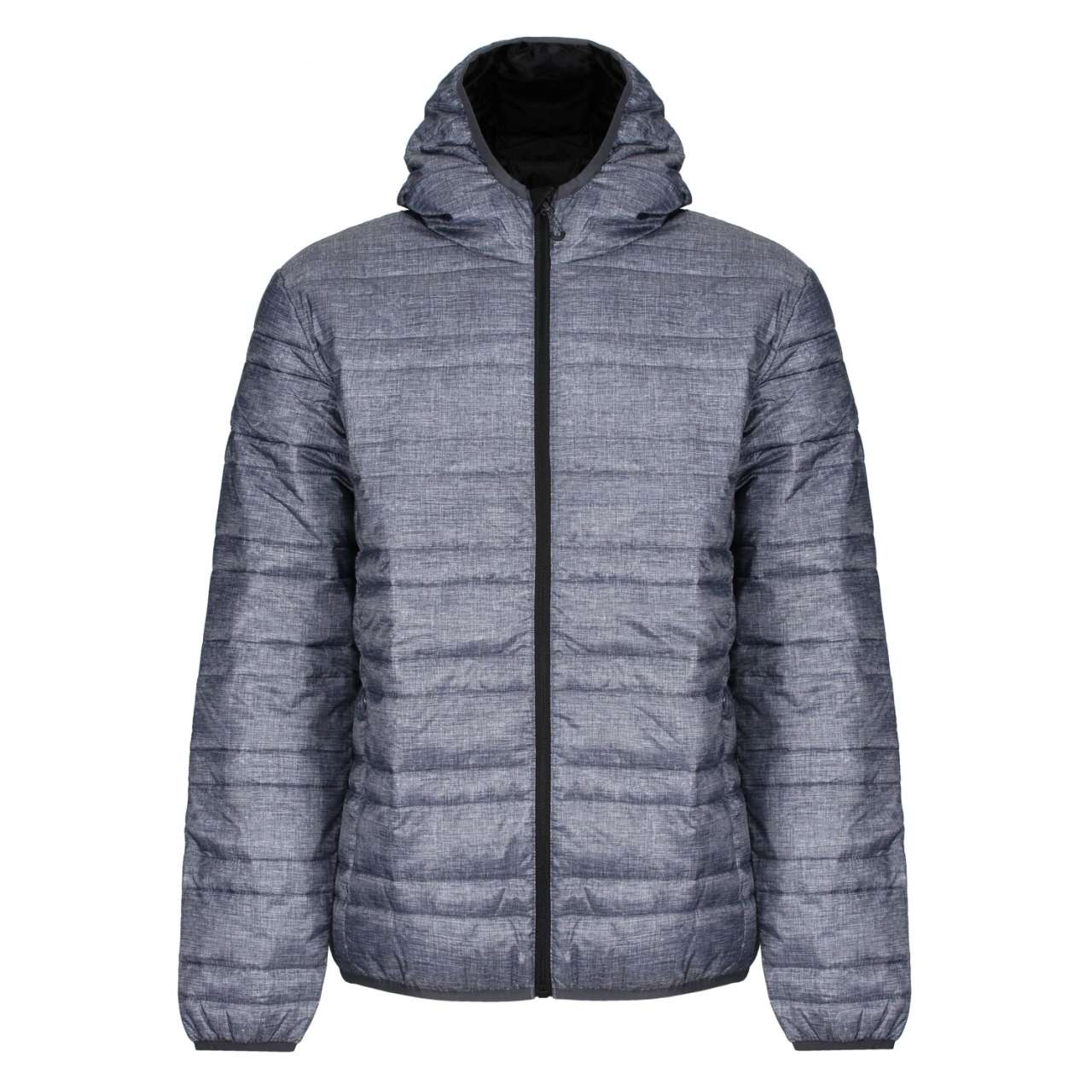 HOODED PACKAWAY FIREDOWN JACKET - Marl Grey/Black - Main