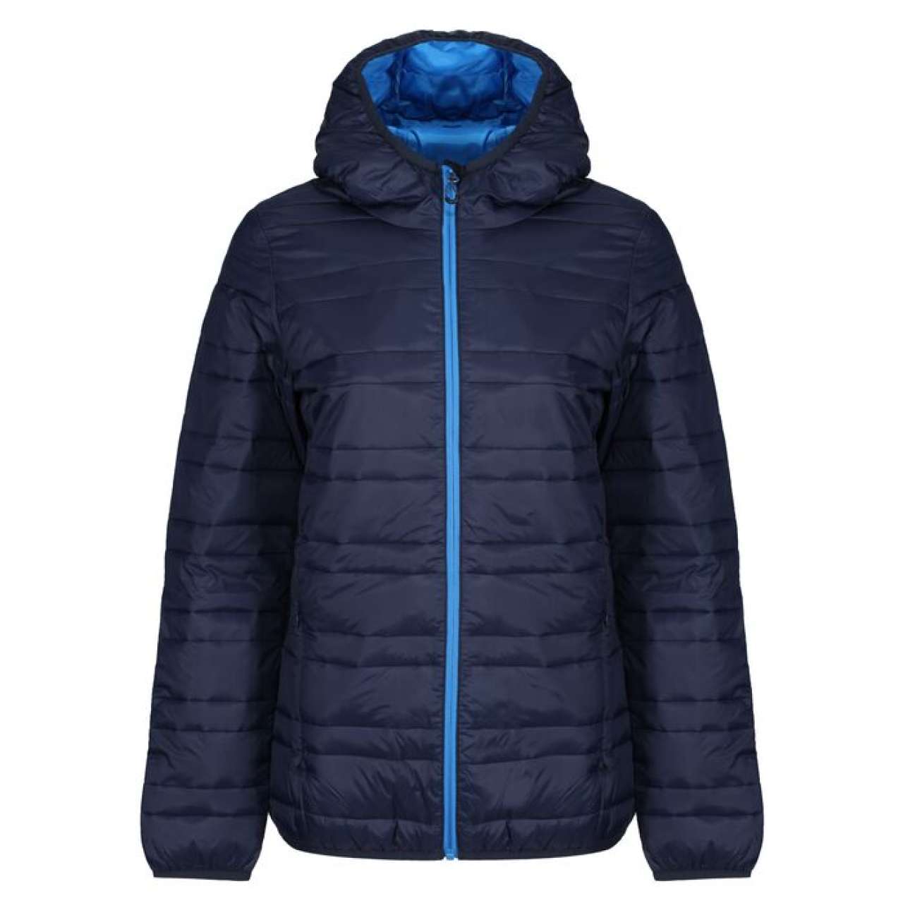 WOMENS HOODED PACKAWAY FIREDOWN JACKET - Navy/French Blue - colorimageurl