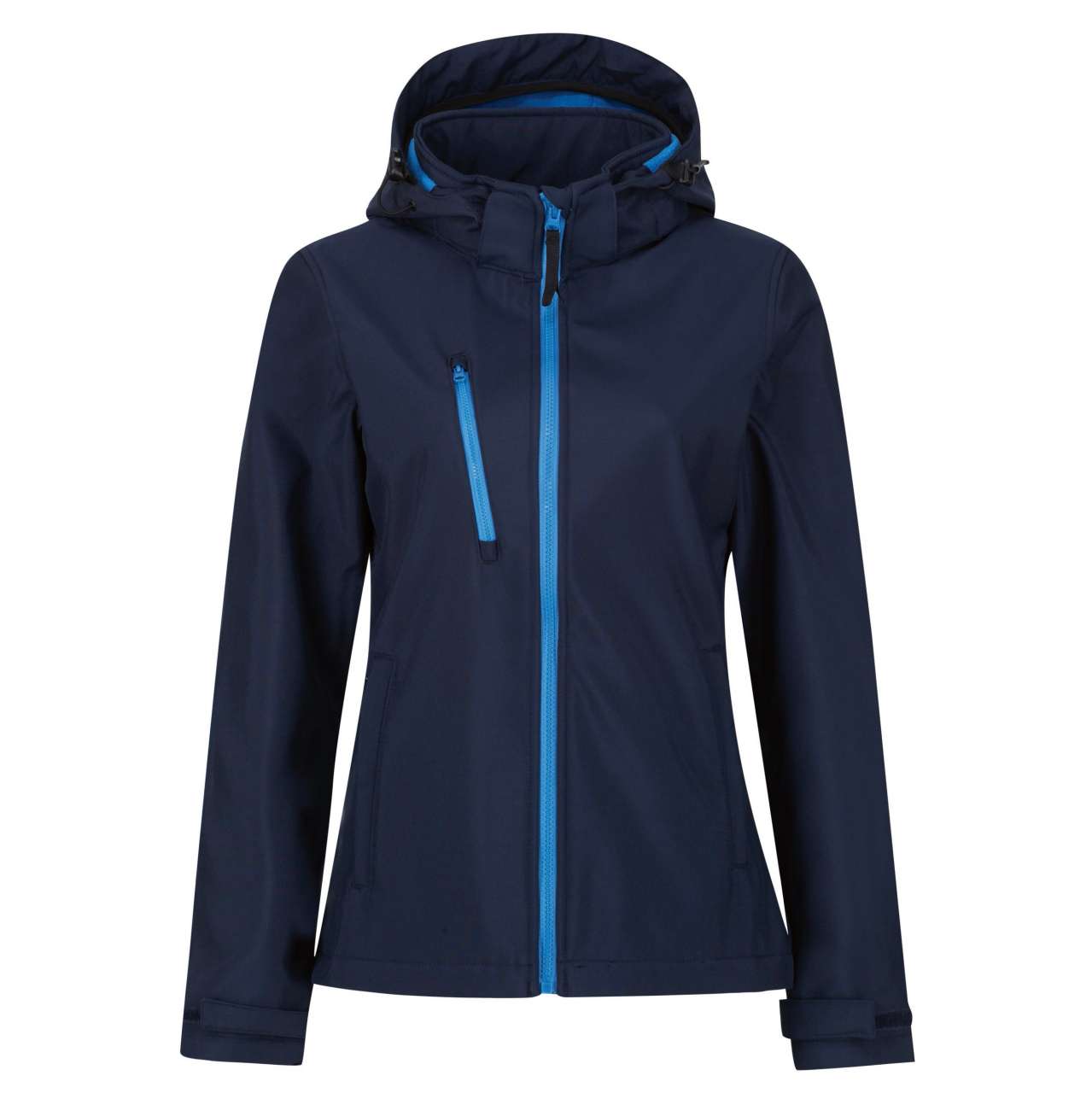 WOMEN'S VENTURER 3 LAYER HOODED PRINTABLE SOFTSHELL JACKET - Navy/Navy - colorimageurl