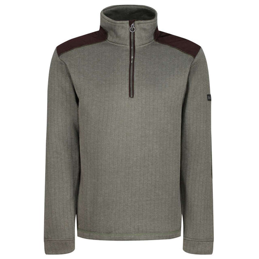 HOLBECK HALF ZIP FLEECE - Dark Khaki - colorimageurl