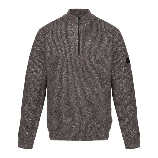 SOLOMON ZIP-NECK KNITTED PULLOVER - Dark Grey Marl - colorimageurl