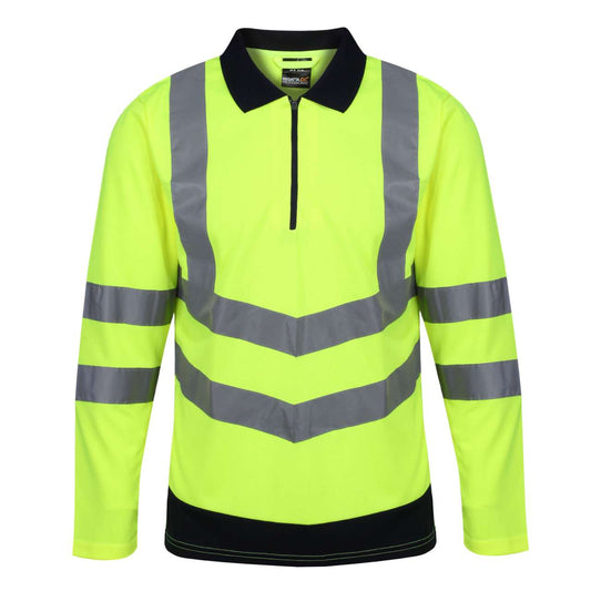 PRO HI-VIS LS POLO SHIRT - Yellow/Navy - Main