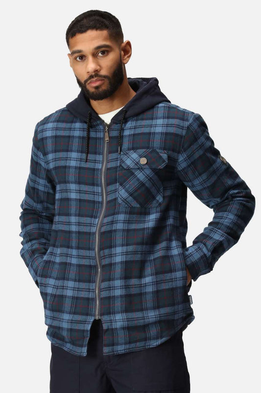 TACTICAL SIEGE HOODED WINTER OVERSHIRT - Navy Check - modelimageurl