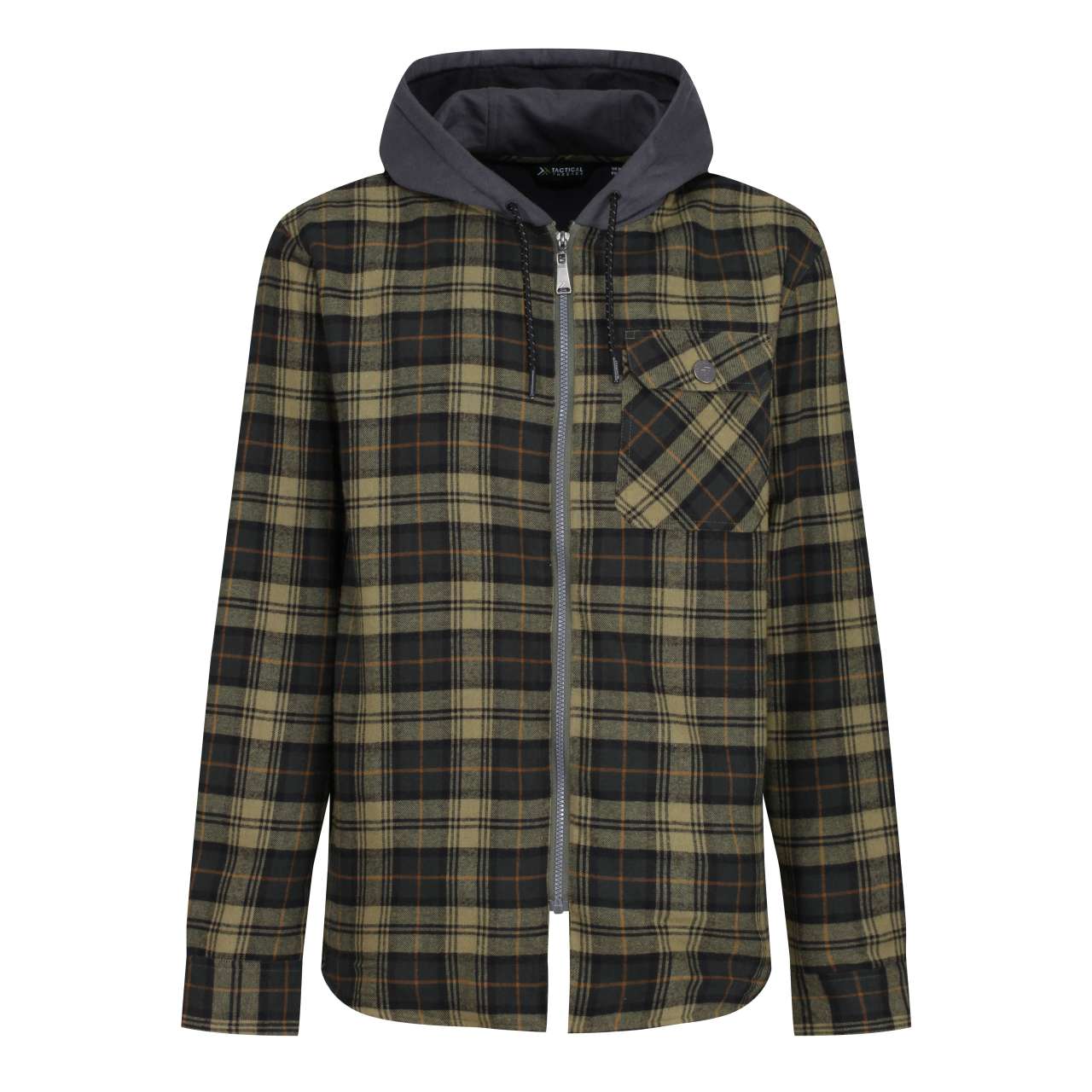 TACTICAL SIEGE HOODED WINTER OVERSHIRT - Dark Khaki Check - colorimageurl