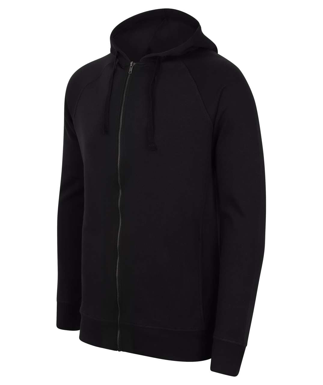 UNISEX SLIM FIT ZIP-THROUGH HOODY - Black - Main