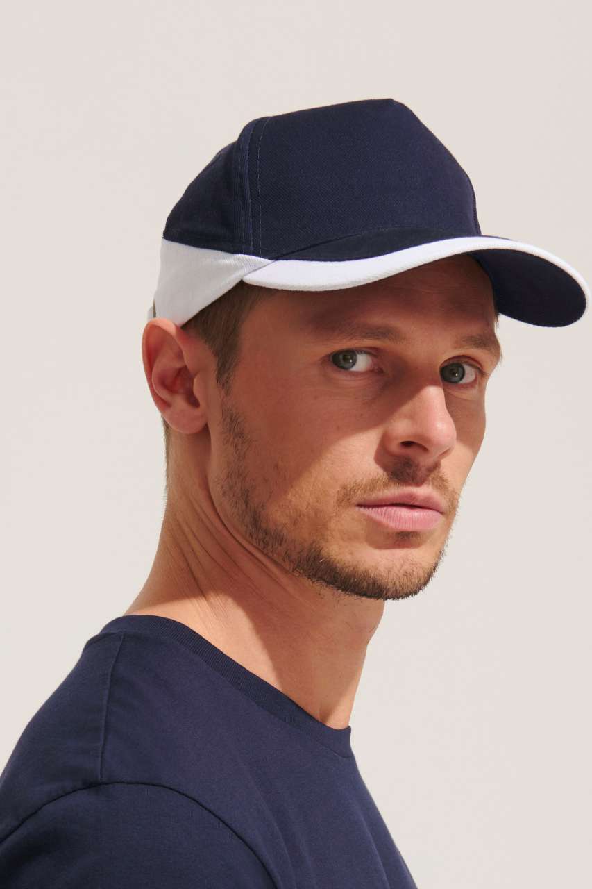 SOL'S BOOSTER - 5 PANEL CONTRASTED CAP - Black/White - Model