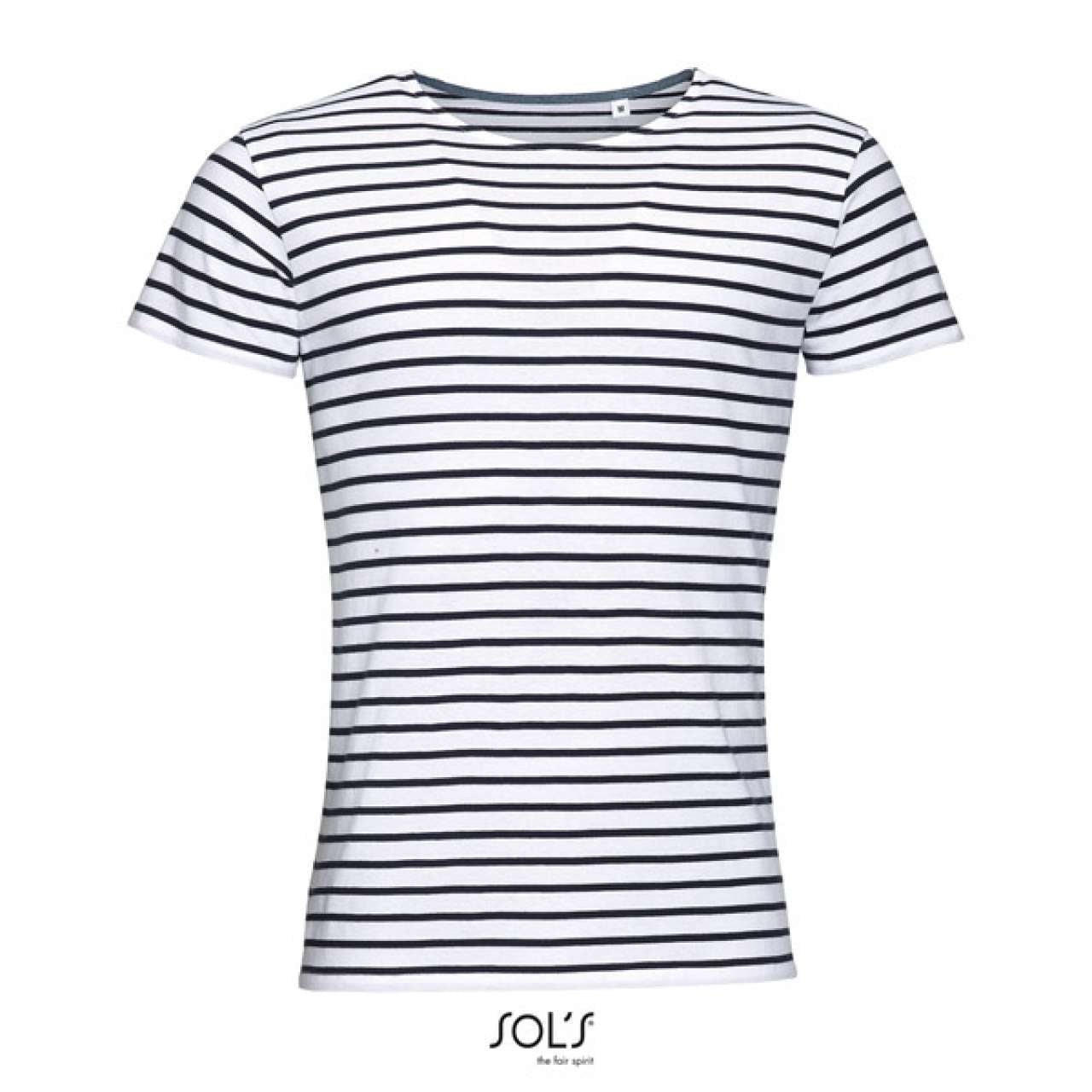 SOL'S MILES MEN - ROUND NECK STRIPED T-SHIRT - White/Navy - Additional