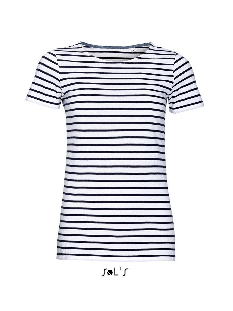 SOL'S MILES WOMEN - ROUND NECK STRIPED T-SHIRT - White/Navy - Main
