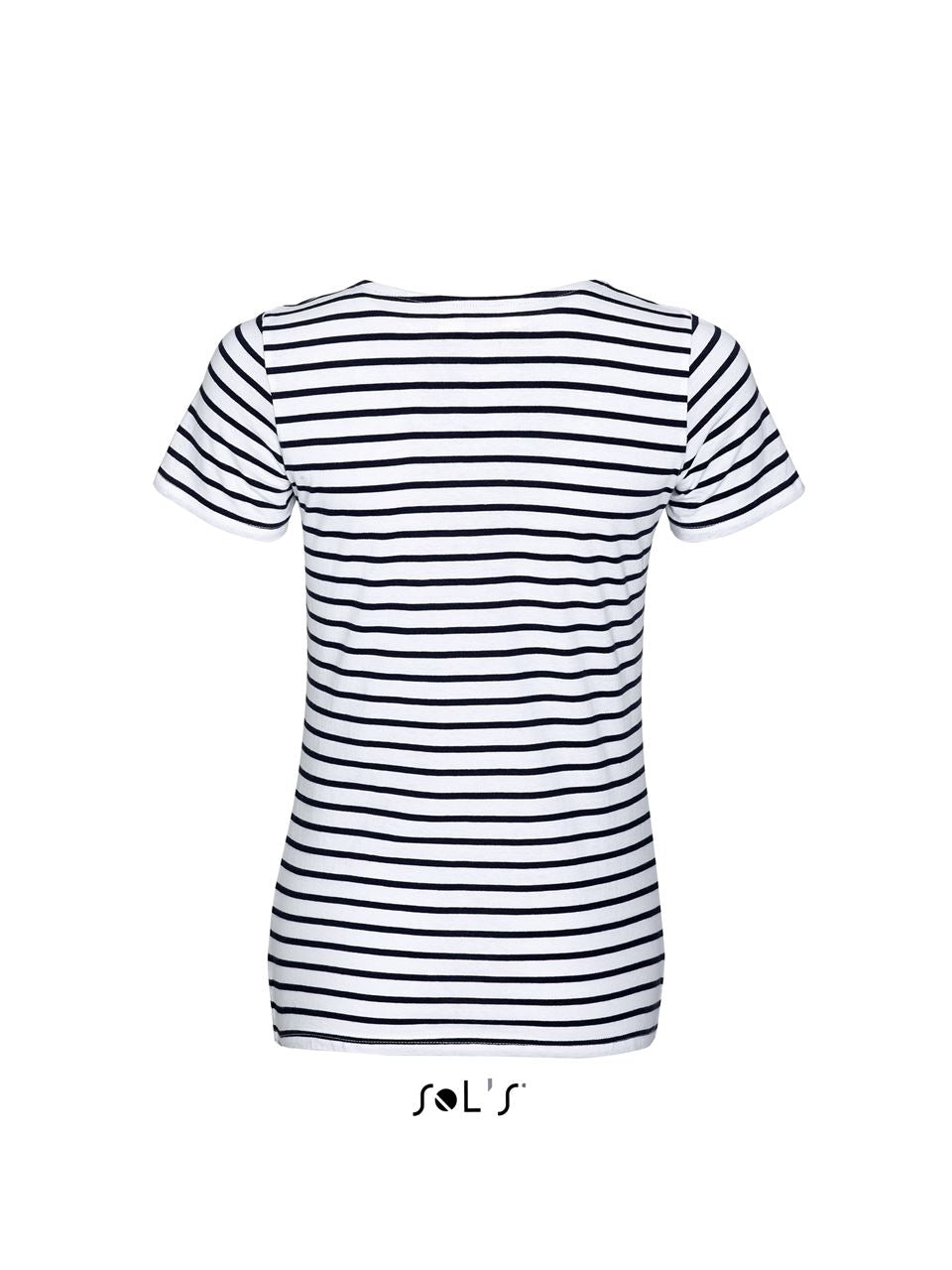SOL'S MILES WOMEN - ROUND NECK STRIPED T-SHIRT - White/Navy - Additional