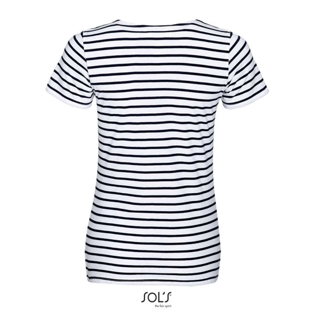 SOL'S MILES WOMEN - ROUND NECK STRIPED T-SHIRT - White/Navy - Additional