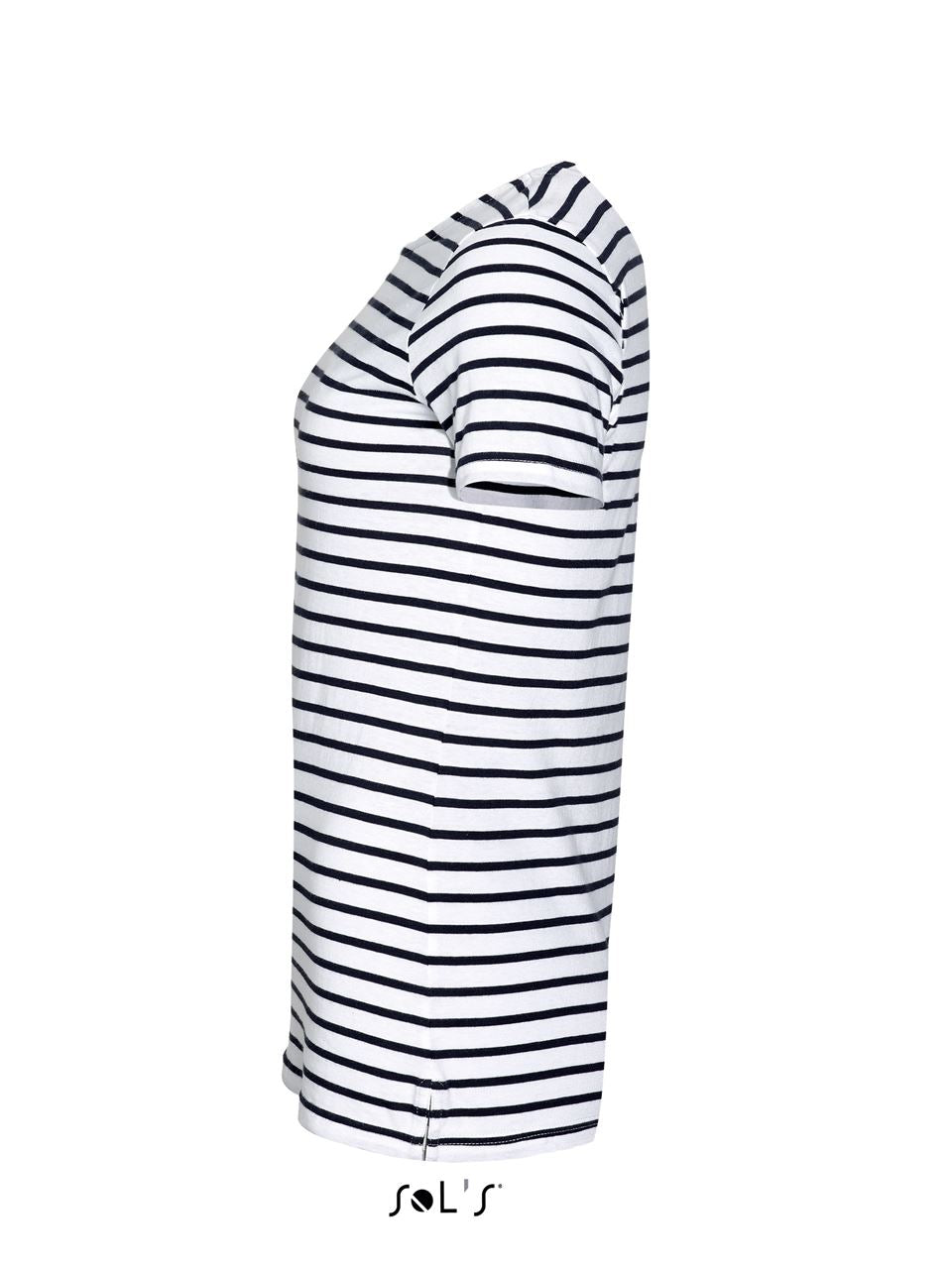 SOL'S MILES WOMEN - ROUND NECK STRIPED T-SHIRT - White/Navy - Additional