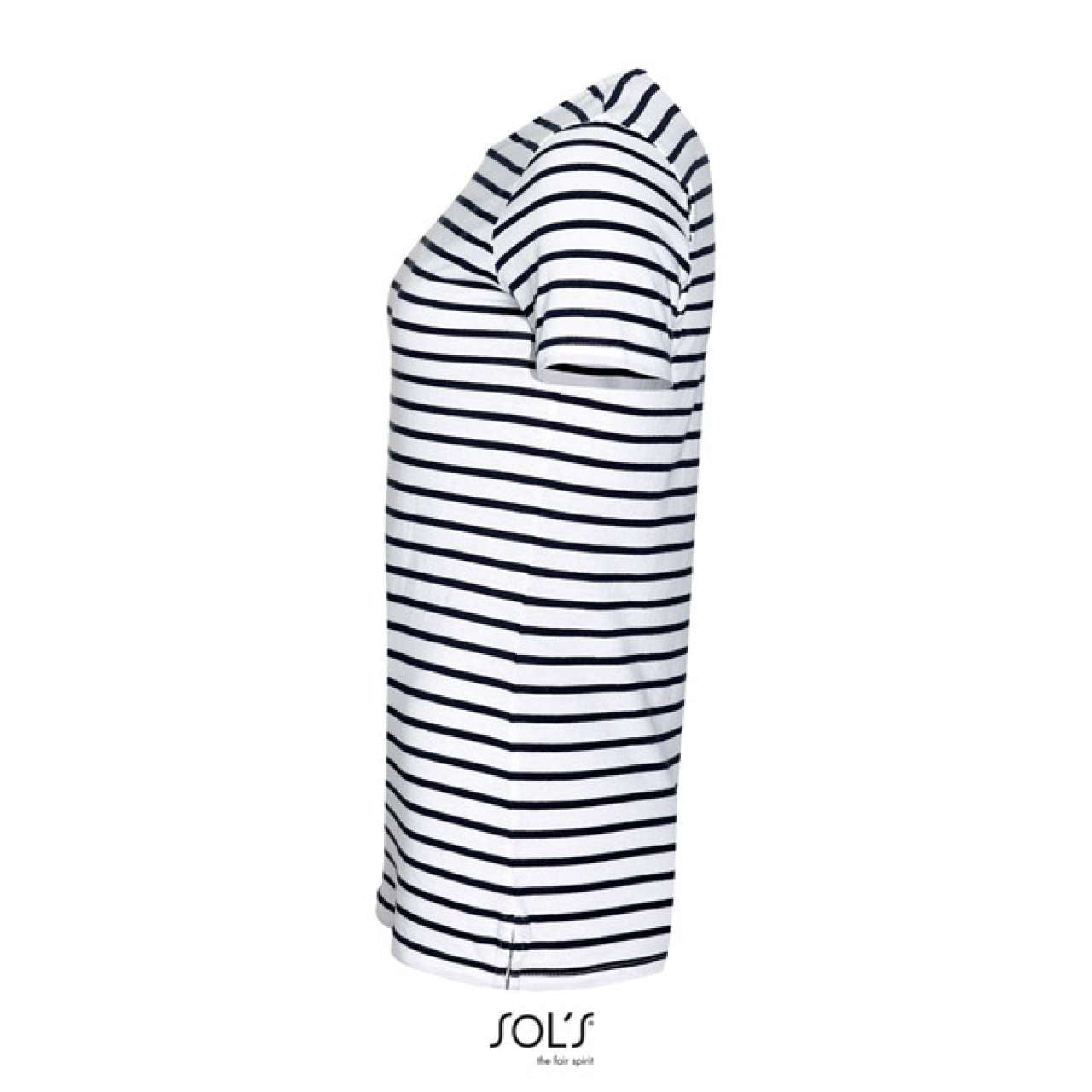 SOL'S MILES WOMEN - ROUND NECK STRIPED T-SHIRT - White/Navy - Additional