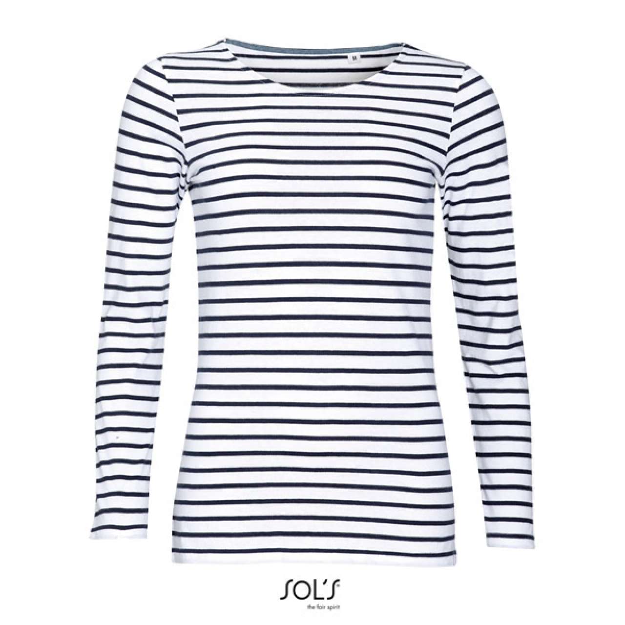 SOL'S MARINE WOMEN - LONG SLEEVE STRIPED T-SHIRT - White/Navy - Additional