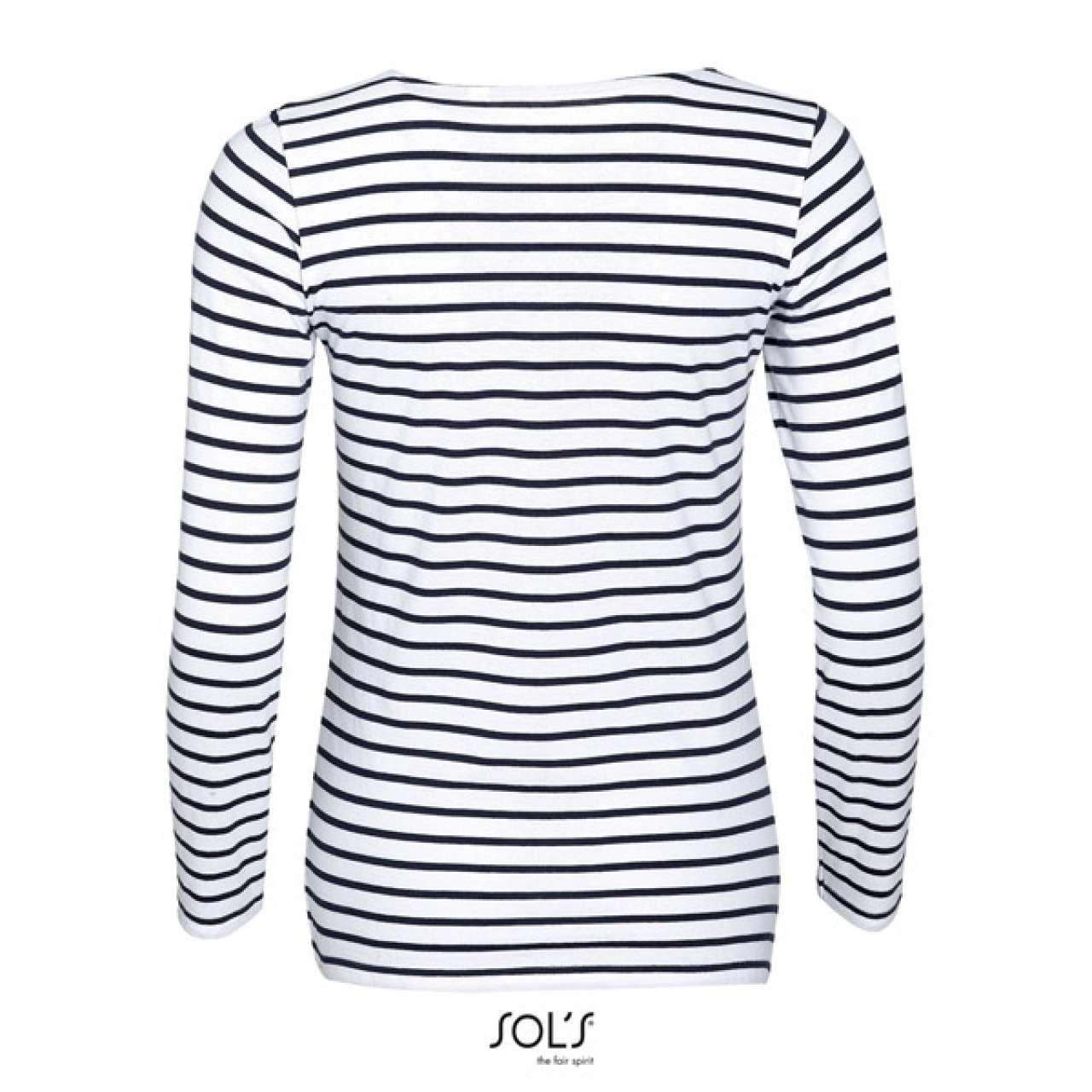 SOL'S MARINE WOMEN - LONG SLEEVE STRIPED T-SHIRT - White/Navy - Additional