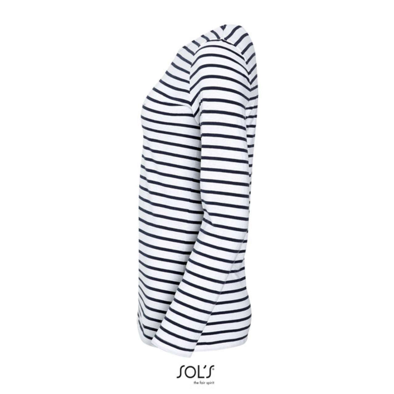 SOL'S MARINE WOMEN - LONG SLEEVE STRIPED T-SHIRT - White/Navy - Additional