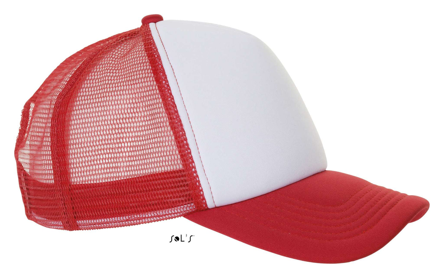 SOL'S BUBBLE - FIVE PANEL MESH CAP - White/Red - Additional
