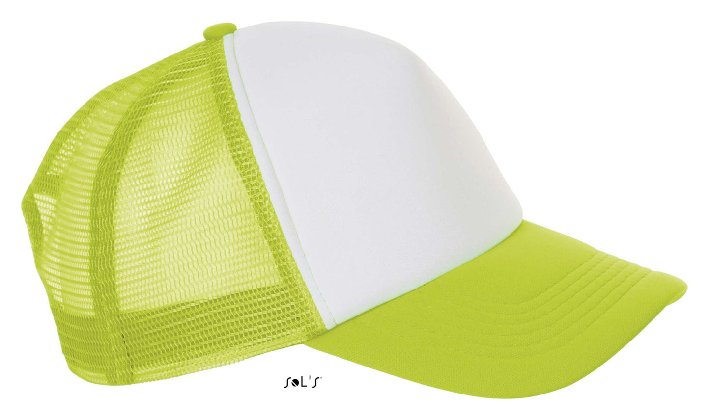 SOL'S BUBBLE - FIVE PANEL MESH CAP - White/Neon Green - Additional