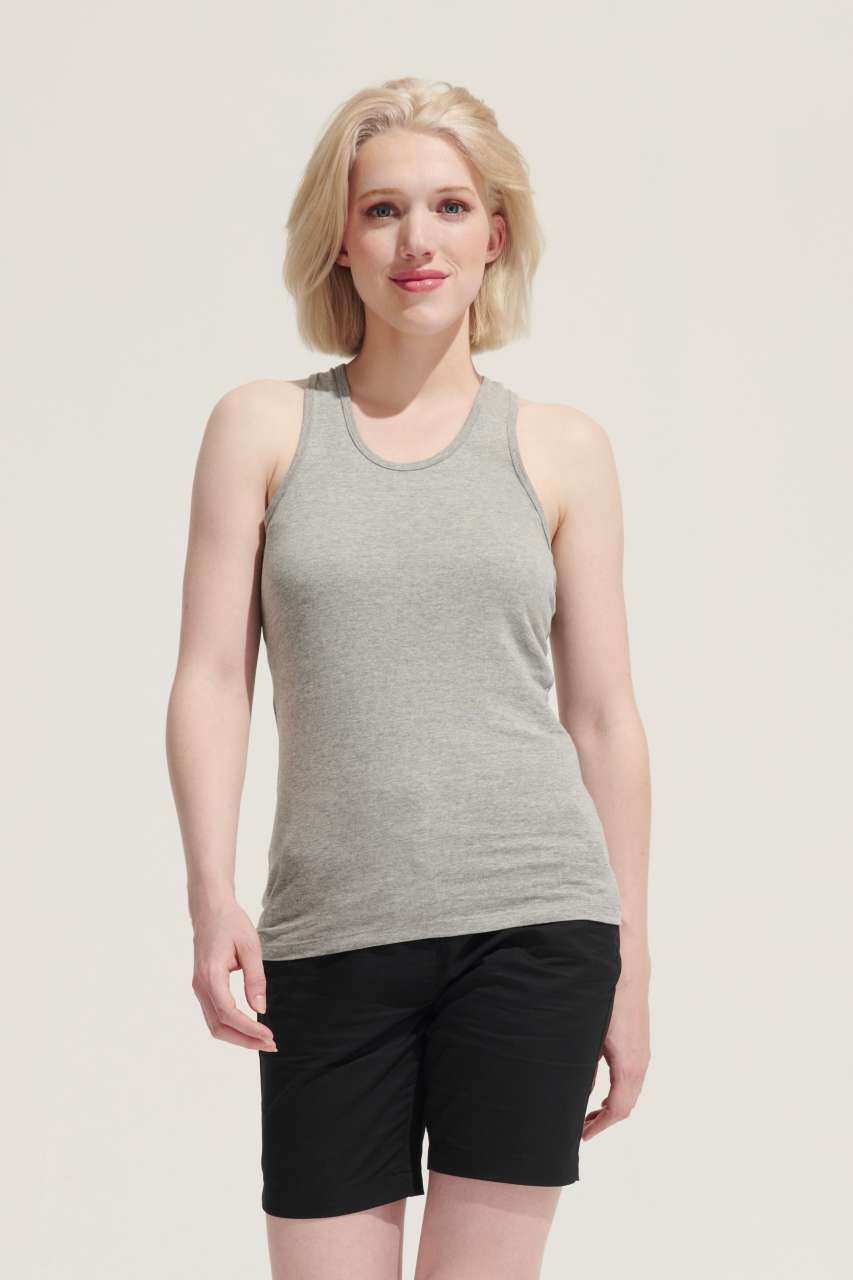 SOL'S JUSTIN WOMEN - RACERBACK TANK TOP - Grey Melange - Model