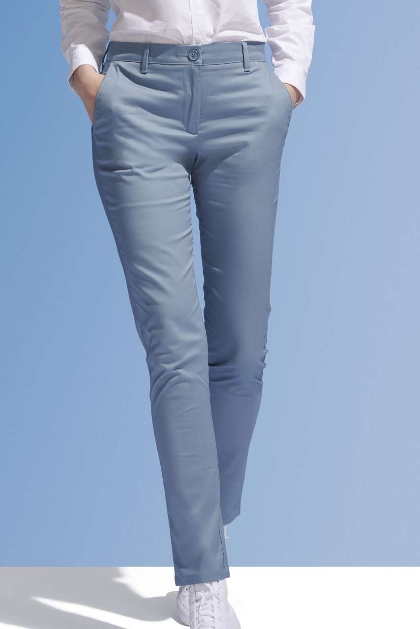 SOL'S JARED WOMEN - SATIN STRETCH TROUSERS - French Navy - modelimageurl