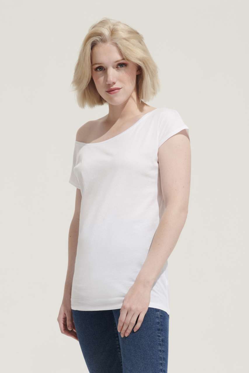 SOL'S MARYLIN - WOMEN’S SHORT SLEEVE LONG KIMONO T-SHIRT - White - Model