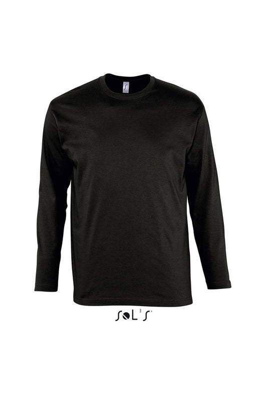 SOL'S MONARCH - MEN'S ROUND COLLAR LONG SLEEVE T-SHIRT - Deep Black - Main