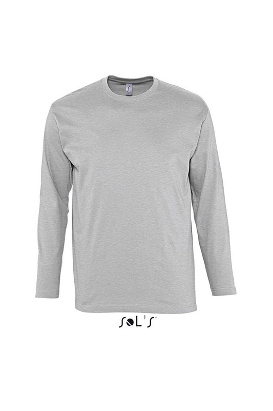 SOL'S MONARCH - MEN'S ROUND COLLAR LONG SLEEVE T-SHIRT - Grey Melange - Main