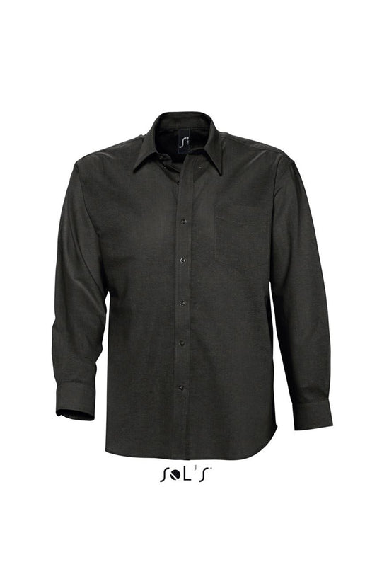 SOL'S BOSTON - LONG SLEEVE OXFORD MEN'S SHIRT - Black - Main