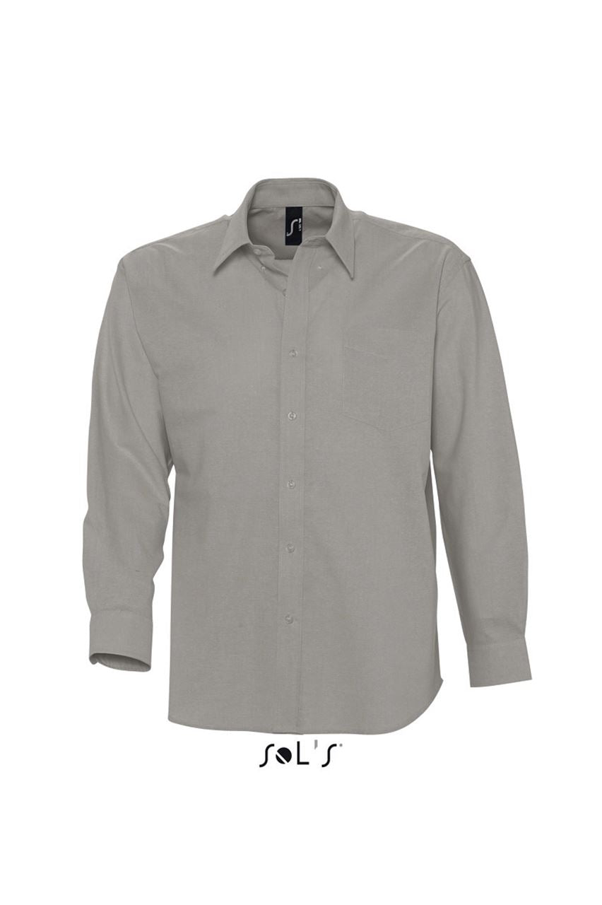 SOL'S BOSTON - LONG SLEEVE OXFORD MEN'S SHIRT - Silver - Main