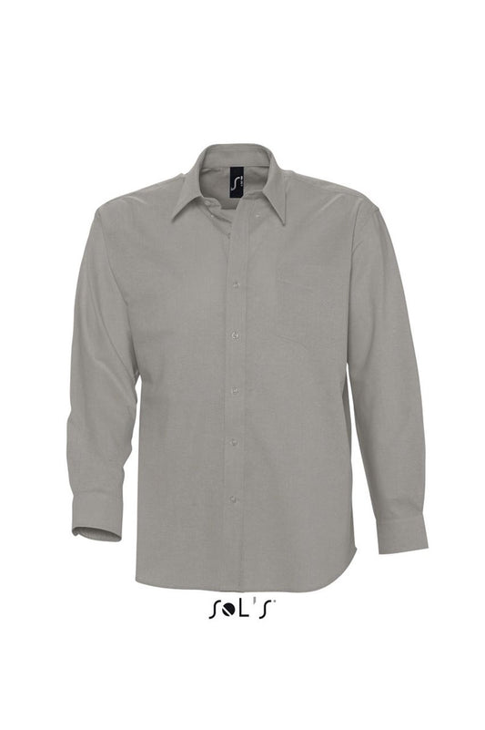 SOL'S BOSTON - LONG SLEEVE OXFORD MEN'S SHIRT - Silver - Main