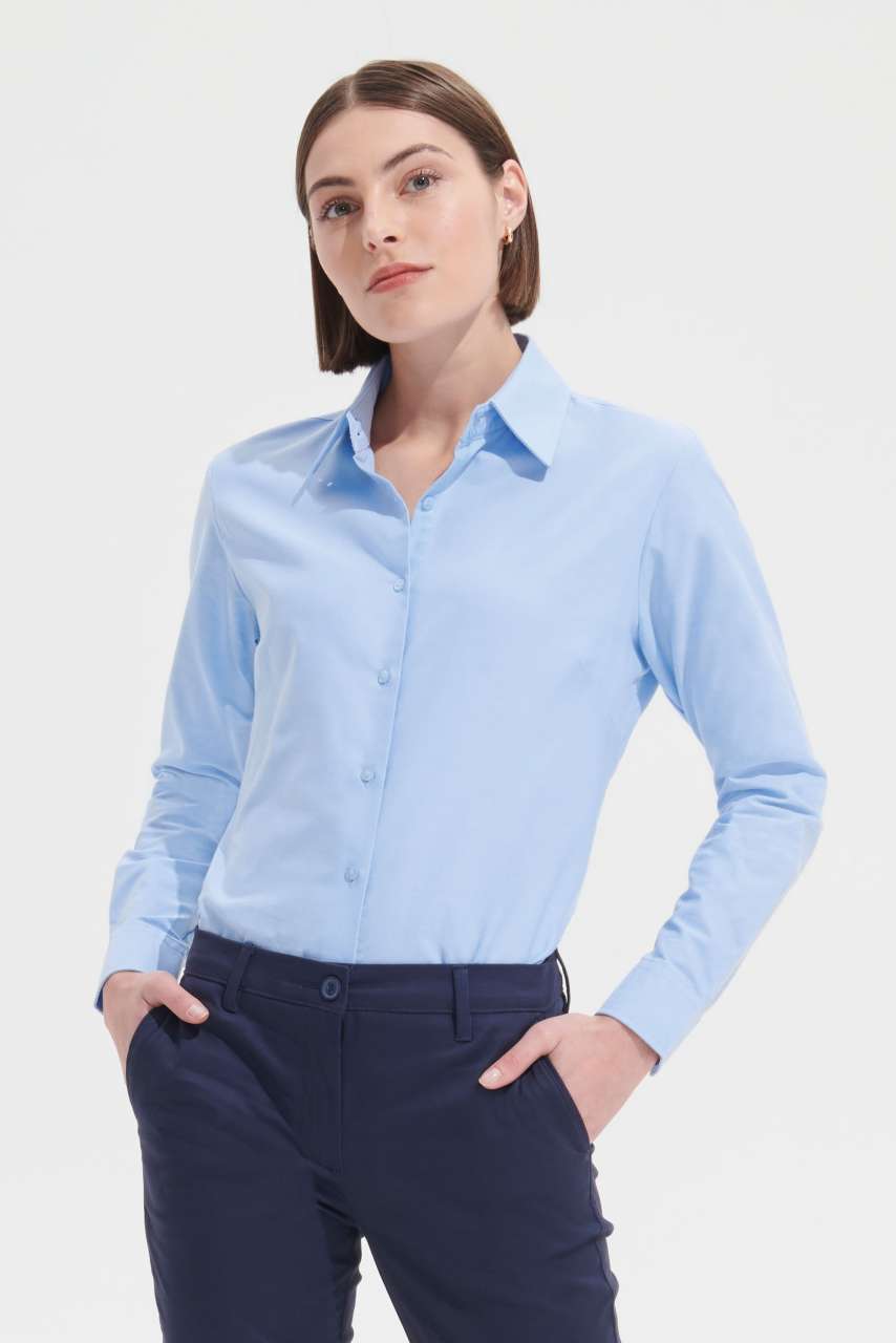 SOL'S EMBASSY - LONG SLEEVE OXFORD WOMEN'S SHIRT - Sky Blue - Model