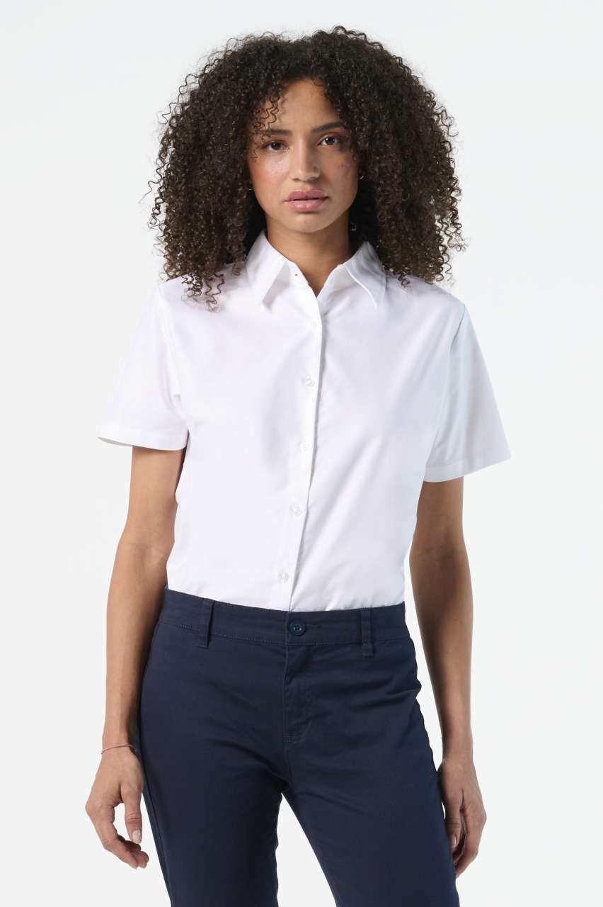 SOL'S ELITE - SHORT SLEEVE OXFORD WOMEN'S SHIRT - Sky Blue - Model