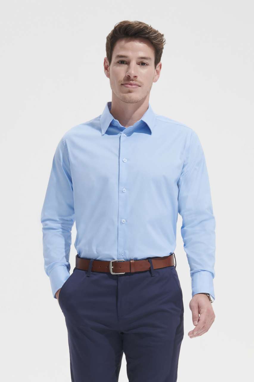 SOL'S BRIGHTON - LONG SLEEVE STRETCH MEN'S SHIRT - Black - Model