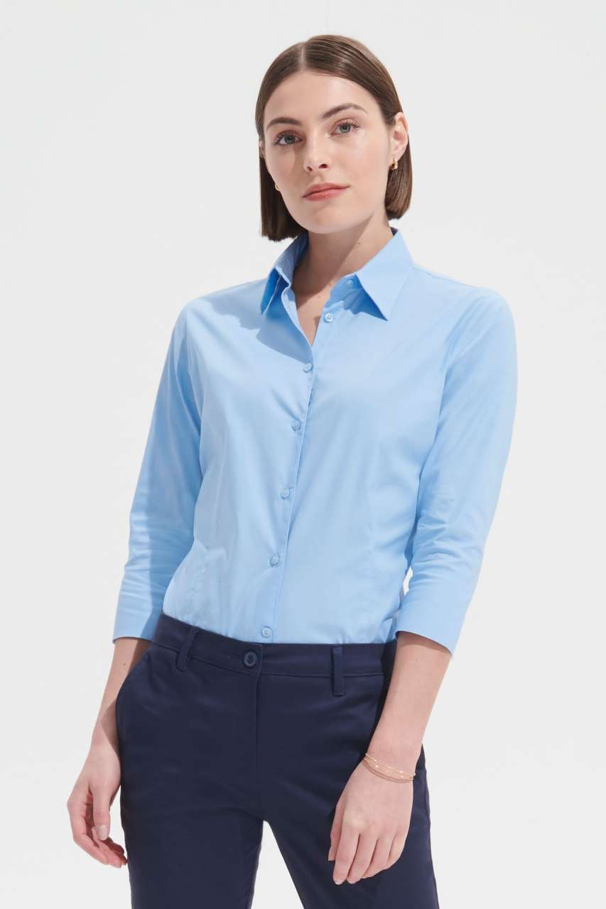 SOL'S EFFECT - 3/4 SLEEVE STRETCH WOMEN'S SHIRT - Black - Model