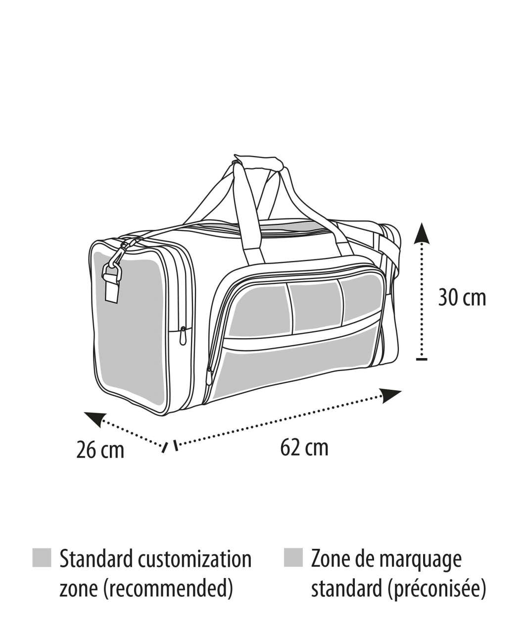 SOL'S WEEK-END - 600D POLYESTER MULTI-POCKET TRAVEL BAG - Grey Melange - Additional