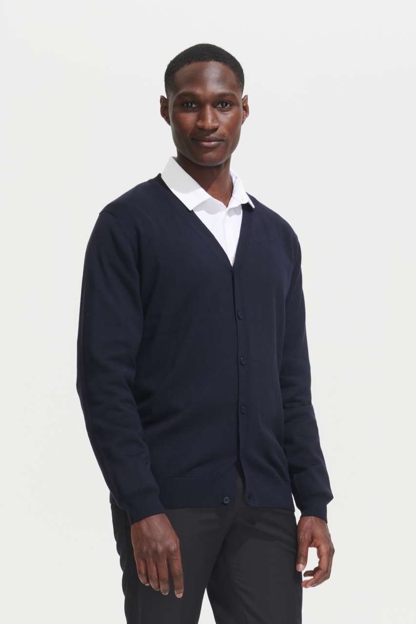 SOL'S GOLDEN MEN - V-NECK KNITTED CARDIGAN - Navy - Model