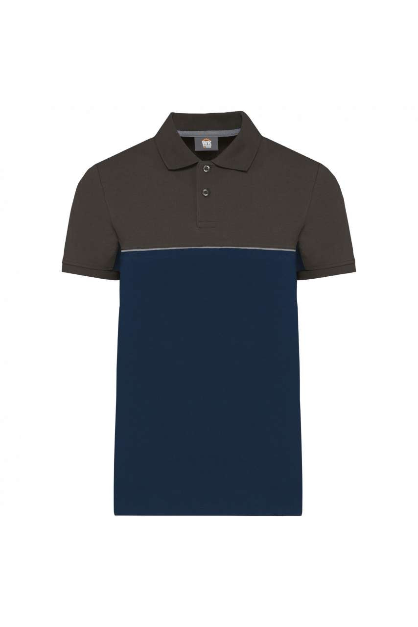 UNISEX ECO-FRIENDLY TWO-TONE SHORT SLEEVE POLO SHIRT - Navy/Royal Blue - colorimageurl