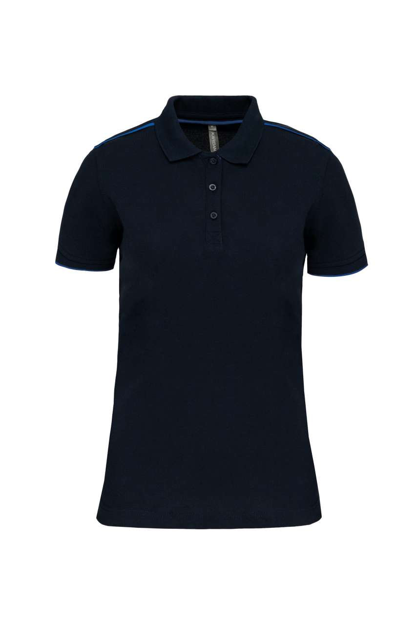 LADIES' SHORT-SLEEVED CONTRASTING DAYTODAY POLO SHIRT - Navy/Light Royal Blue - colorimageurl