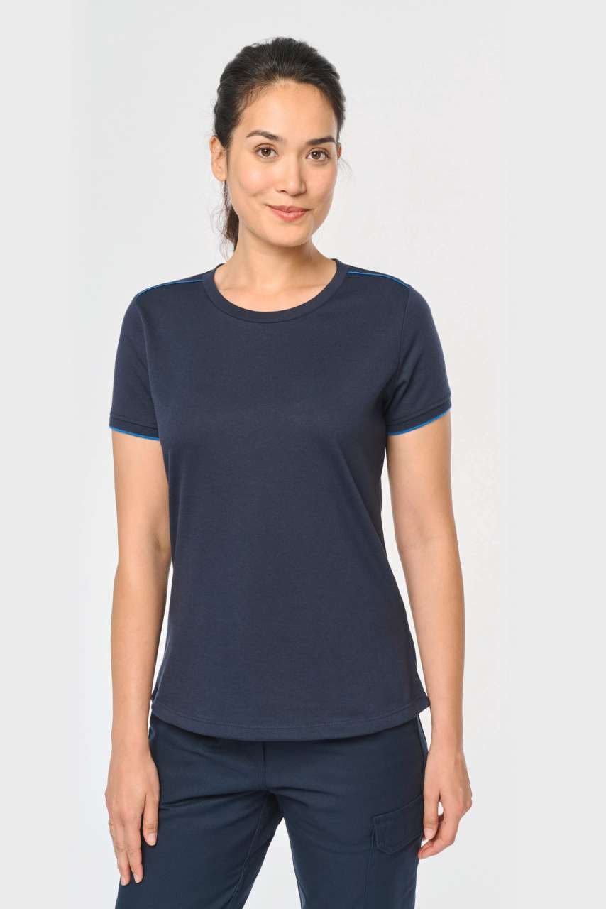 LADIES SHORT-SLEEVED DAYTODAY T-SHIRT - Navy/Light Royal Blue - modelimageurl