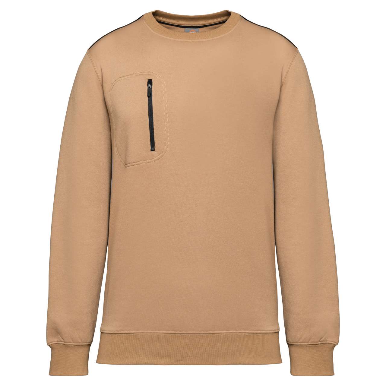 UNISEX DAYTODAY CONTRASTING POCKET SWEATSHIRT - Camel/Black - colorimageurl