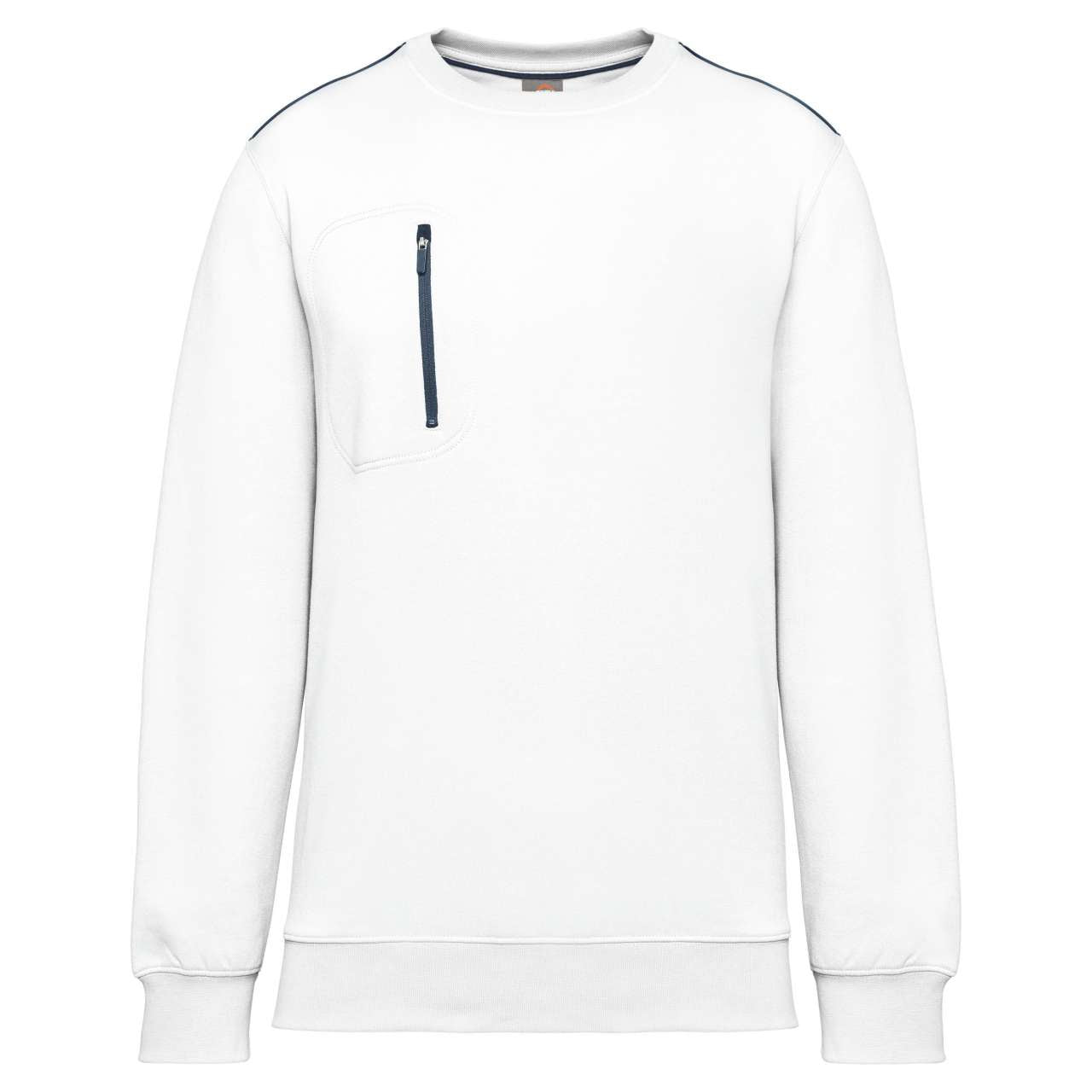 UNISEX DAYTODAY CONTRASTING POCKET SWEATSHIRT - White/Navy - colorimageurl