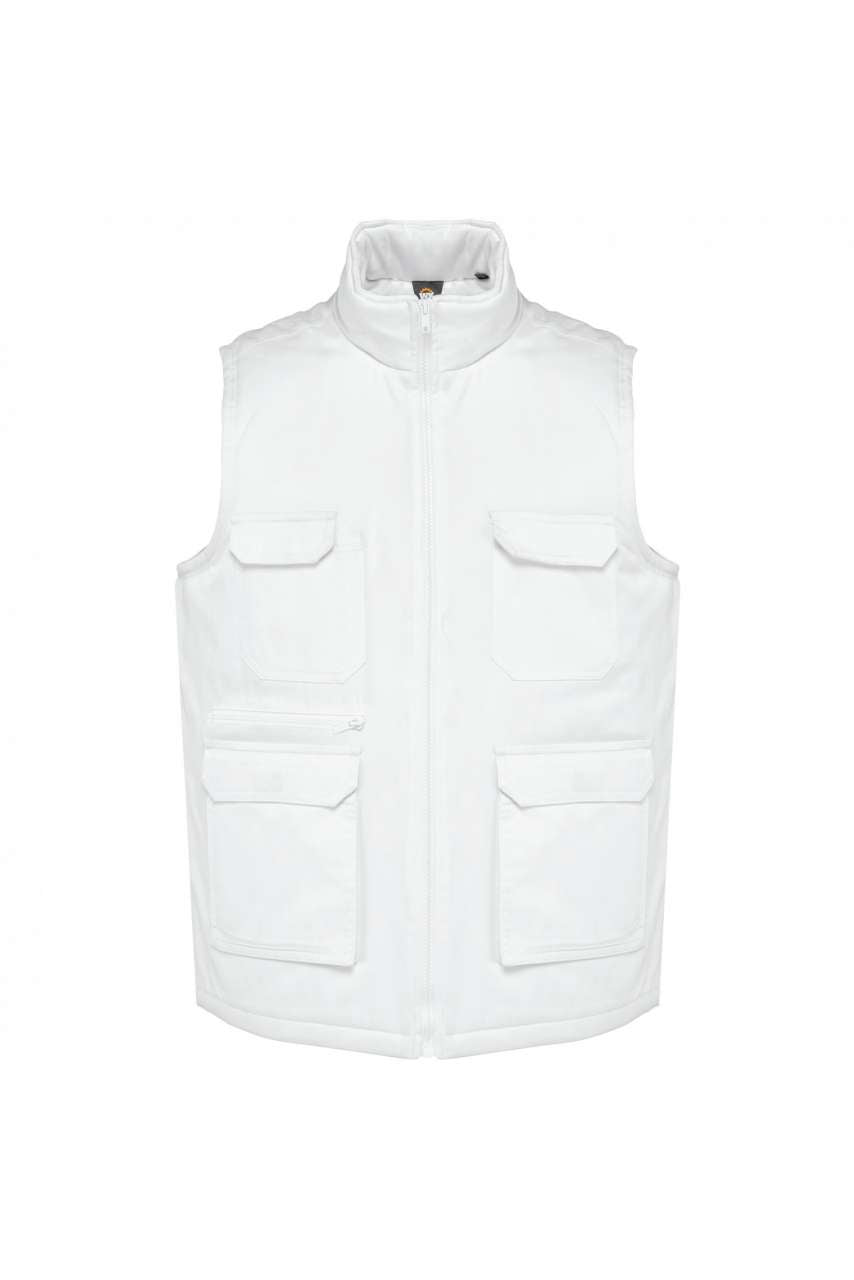 UNISEX PADDED MULTI-POCKET POLYCOTTON VEST - White - colorimageurl