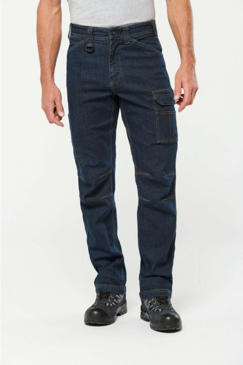 MEN'S MULTIPOCKET DENIM TROUSERS - Blue Rinse - modelimageurl